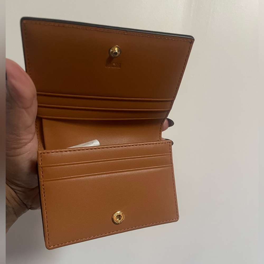 MCM Cognac Brown Visetos Small Wallet with Gold Hardware and Yellow Dust Bag - Picture 3 of 11